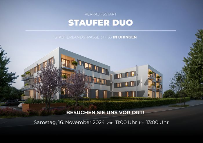 Neubauprojekt in Uhingen, tolle Lage! 3 Zi.-Wohnung mit 2 Terrassen und Gartenanteil, Aufzug, TG